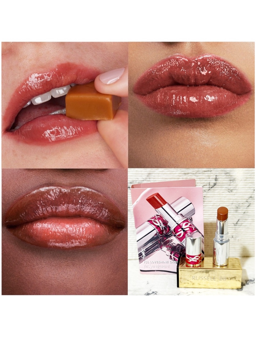 YSL Candy Glaze Mini Lip Gloss Stick Shade 19 Salted Caramel: Rosy Caramel Brown